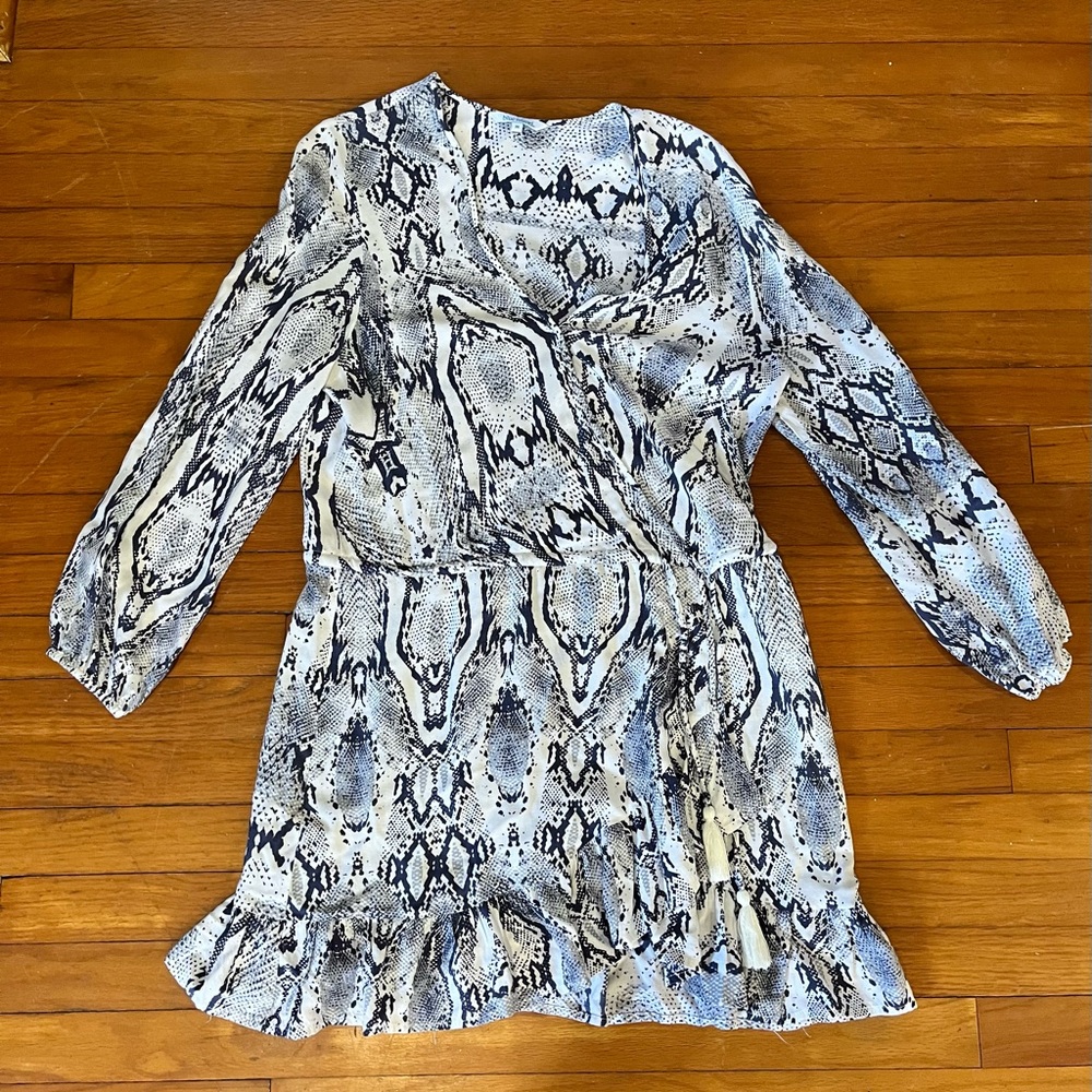 Blue Island Long Sleeve Snakeskin Print Dress
